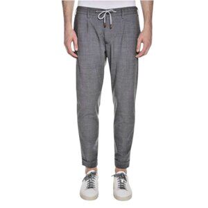 NWT Eleventy Drawstring Waist Sport Trouser Pants Mens 32 Gray Wool Pinstripe